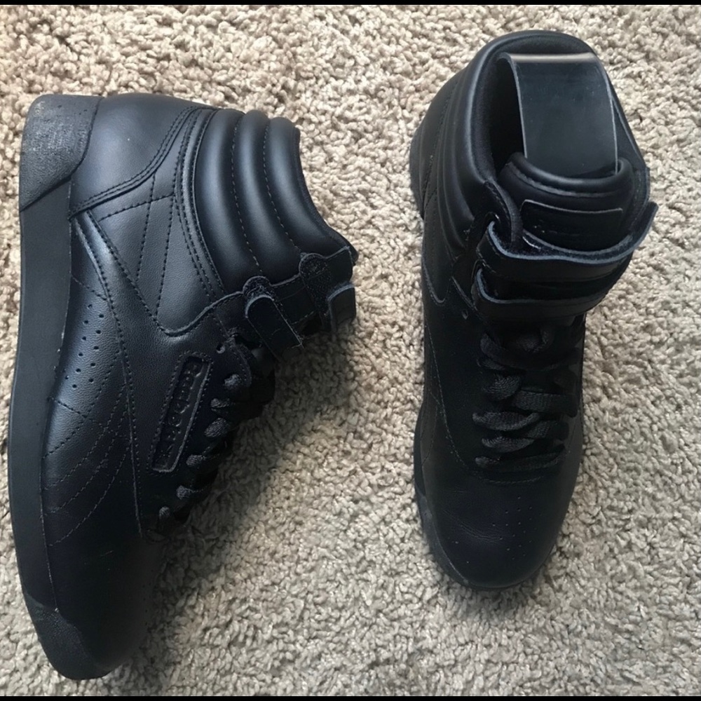 Black freestyle high top reebok shoes